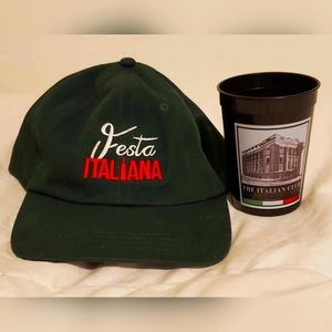 Festa Italiana new hat and unused plastic cup from Tampa's Italian Club set